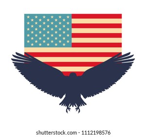 silhouette american eagle flag national symbol