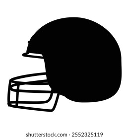 Silhouette of an American Football Helmet with Bold Outline