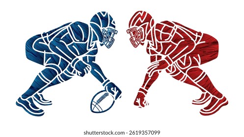 Silhouette American Football Player Action Graphic Vector