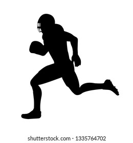 Silhouette American Football Player Running Ball Stock Vector (royalty 