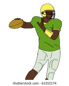 silhouette of american football player - vector