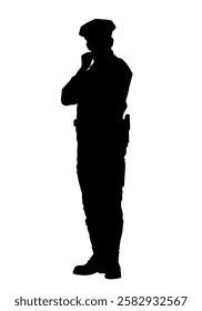 Silhouette of American policeman, police officer - vector illustration