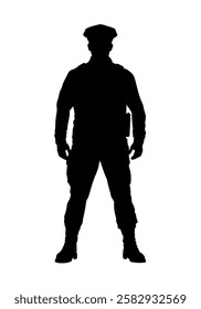 Silhouette of American policeman, police officer - vector illustration