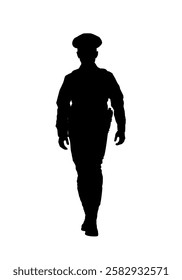 Silhouette of American policeman, police officer - vector illustration