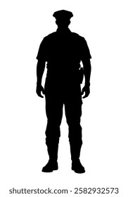 Silhouette of American policeman, police officer - vector illustration