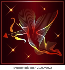 Silhouette of  Amur (Cupid, Love). Vector illustration.