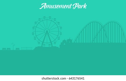 Silhouette of amusement park landscape