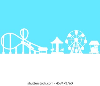 Silhouette amusement park on the sky background. Vector illustration