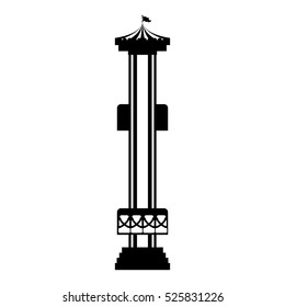 silhouette amusement park shot tower flat icon