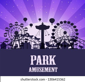 A silhouette amusement park template illustration