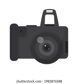 Silhouette with analog photo camera vector illustration on white background. 