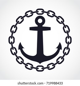 silhouette anchor with chain circle logo