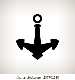 Silhouette anchor on a light background,  black and white  vector illustration