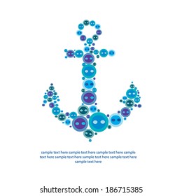  silhouette anchor tiled buttoned drawn with the text on a white background