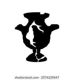 Silhouette of ancient antique broken vase or pot. Flat icon vector illustration in trendy style. Editable graphic resources for many purposes.