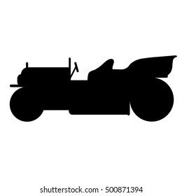 Silhouette ancient car on white, icon, logo