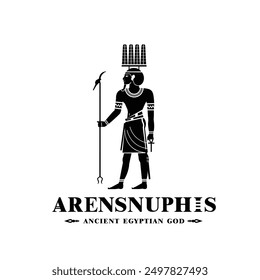 Silhouette of ancient egypt god arensnuphis, the good companion