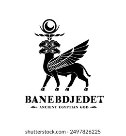 Silhouette of ancient egypt god banebdjedet, god of fertility with the shape of a goat