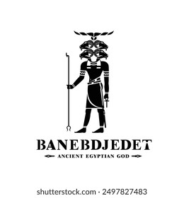 Silhouette of ancient egypt god banebdjedet, god of fertility with the shape of a goat