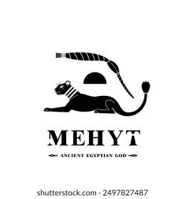 Silhouette of ancient egypt god mehyt, lion god of the Memphite necropolis in the Ancient Egyptian religion