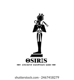 Silhouette of ancient egypt god osiris , middle east death king with crown and scepter