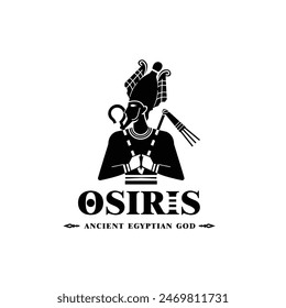 Silhouette of ancient egypt god osiris , middle east death king with crown and scepter