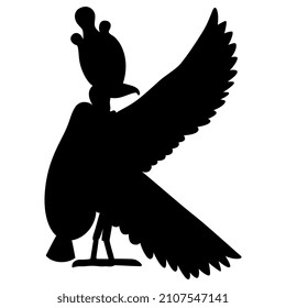 Silhouette of ancient Egyptian goddess Nekhbet as vulture bird.