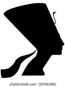 silhouette of the ancient Egyptian queen Nefertiti on a white background
