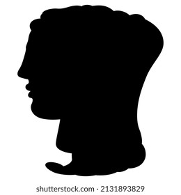 Silhouette of ancient Greek woman. Goddess Hestia or Vesta. Female portrait. Female head in profile. 