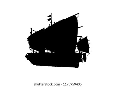 silhouette of the ancient ship vector