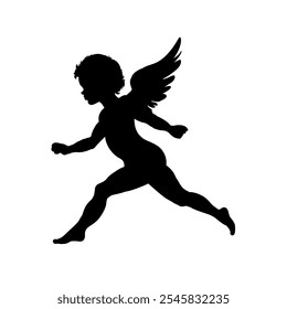 silhouette of an angel, cupid - vector illustration