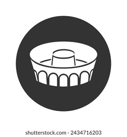 Silhouette of Angel Food Cake Pan Icon. Outline icon of round baking dish for airy sponge cake. Black illustration of mold for cooking dessert. Kitchenware symbol. Flat isolated vector