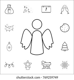 silhouette of an angel line icon. Set of Christmas and New Year icons. Signs, outline symbols collection, simple thin line icons for websites, web design, mobile app on white background