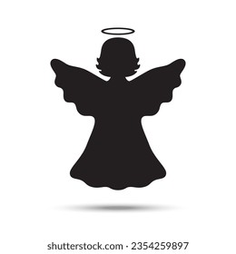 Silhouette of an angel on a white background. Vector illustration.