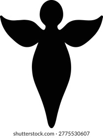 Silhouette angel simplistic black and white design vector illustrator