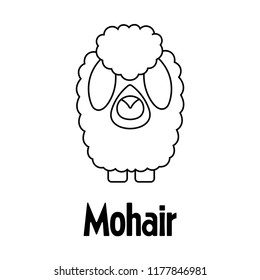 Silhouette of a angora goat with lettering Mohair in line art style