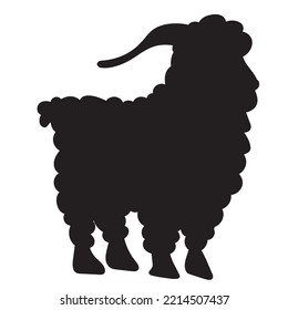 Silhouette. Angora goat. Vector illustration on white background. 