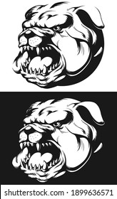 Silhouette Angry Bulldog Head Barking Biting