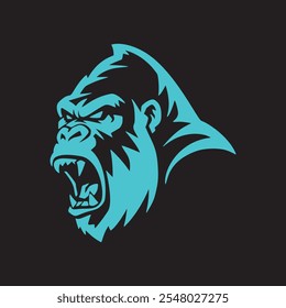 Silhouette of an angry gorilla. vector illustration