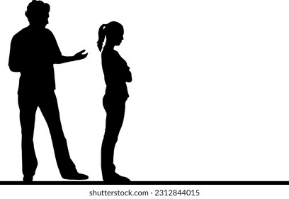 Silhouette of Angry Man and Woman Arguing: Emotional Conflict, Angry People Silhouette: Man and Woman Arguing in Shadow