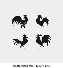 Silhouette Angry  Rooster Logo Concept