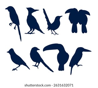 silhouette animal bird collection set simple design