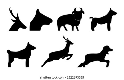 silhouette animal collection, vector with white background