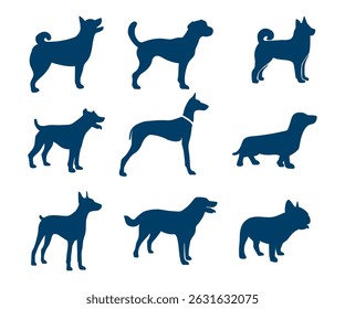 silhouette animal dog collection set black color