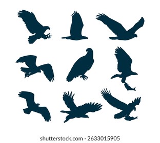 silhouette animal eagle collection set