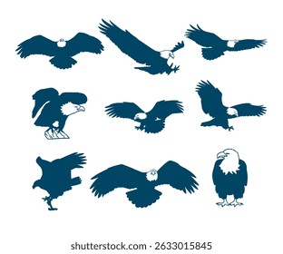 Diseño de Vector de colección de águila animal de silueta