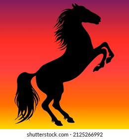 Silhouette Of An Animal, Silhouette Of A Horse, Horse. Horse Outline. Drawing Of An Animal On A Beautiful Background.