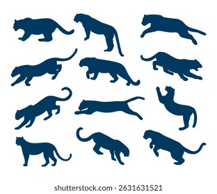 conjunto de coleta de jaguar animal silhueta