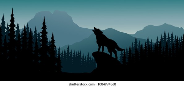 Silhouette animal on hill in the night