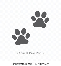 Silhouette animal paw print icon vector illustration on transparent background.